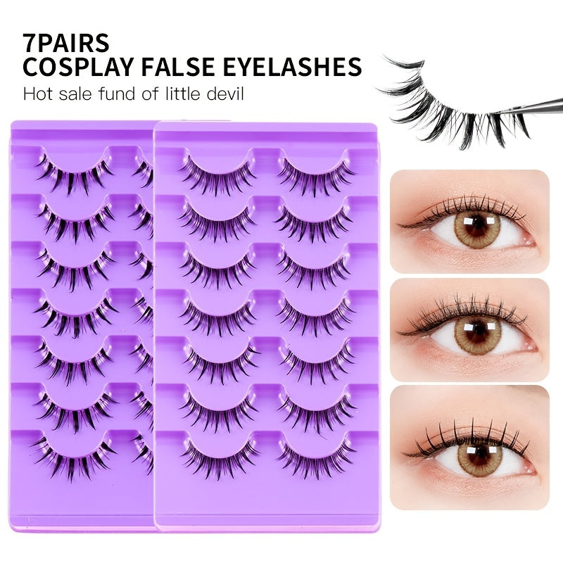 7 Pairs Thick Natural False Eyelashes Large Capacity Curling Simulated Lashes