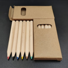 18 Mini Colored Pencils Box 6 Colors Lime Yellow Brown Sky Purple