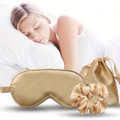 Silk Eye Mask with Hair Ring and Storage Bag Sleep Set