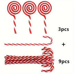 12pcs Christmas Crutch Tree Hanging Decoration Wavy Candy Toy Bundle
