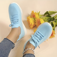 Women's Knit Sneakers Low Top Lace Up Shoes