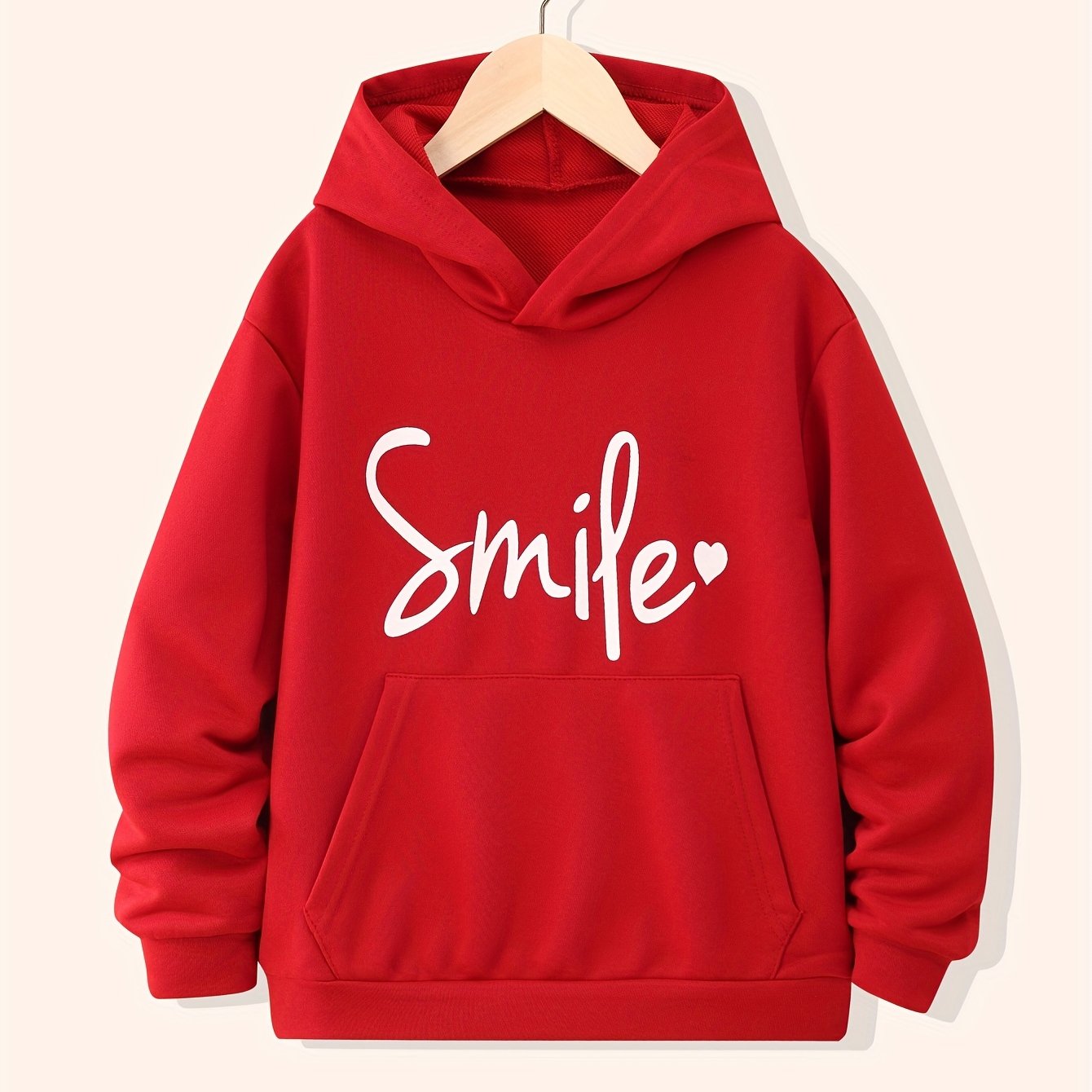 Girls 'Smile' Letter Print Hooded Sweatshirt Pullover Hoodie