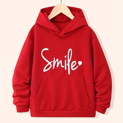Girls 'Smile' Letter Print Hooded Sweatshirt Pullover Hoodie
