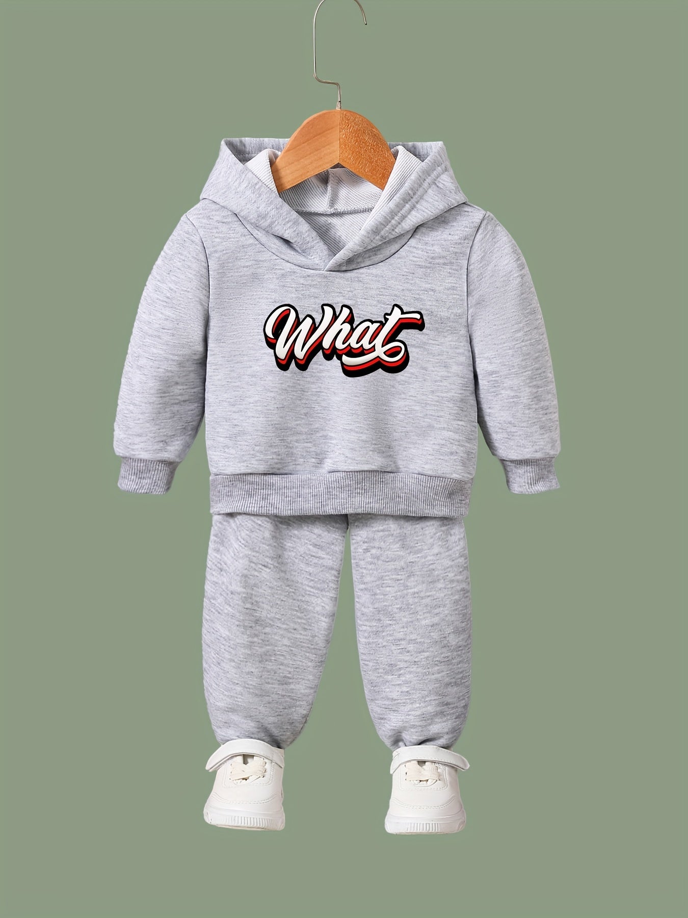 OERYUI Girls boys WHAT Print Hoodies Pants Set For Spring Fall Sports