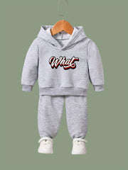OERYUI Girls boys WHAT Print Hoodies Pants Set For Spring Fall Sports