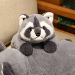 Grey Raccoon Plush Doll Soft Stuffed Animal Toy