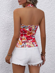 Floral Print Halter Top Sleeveless Summer Top Women's Clothing