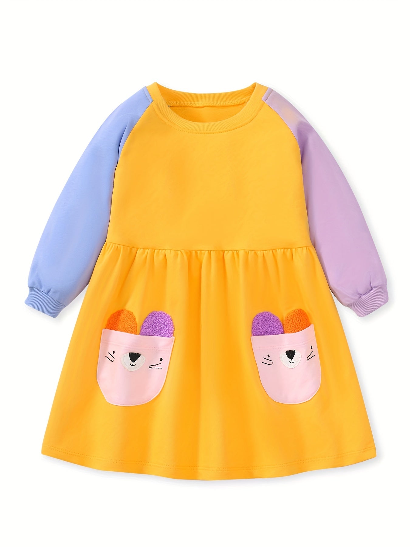 Block Toddler Girls Long Sleeve Embroidered Cotton Dress