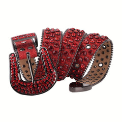 Red Rhinestone Belt Strap for Western Cowgirl Bling Crystal