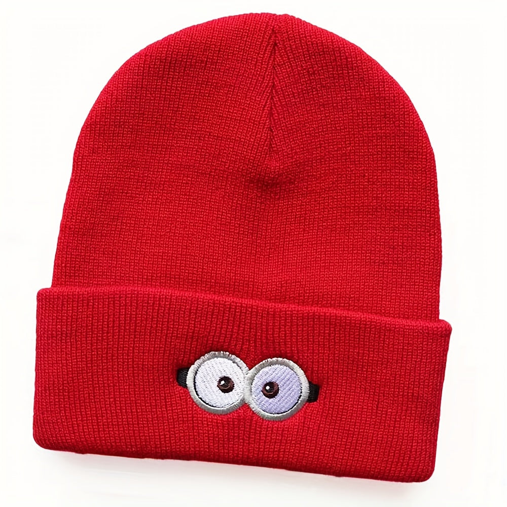 Embroidery Beanie Cartoon Unisex Knit Hat Elastic Skull Cap