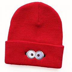 Embroidery Beanie Cartoon Unisex Knit Hat Elastic Skull Cap