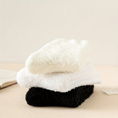 3 Pairs Fuzzy Mid Tube Socks Women's Stockings