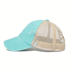 Vintage Baseball Cap Cross Ponytail Outdoor Sports Hat