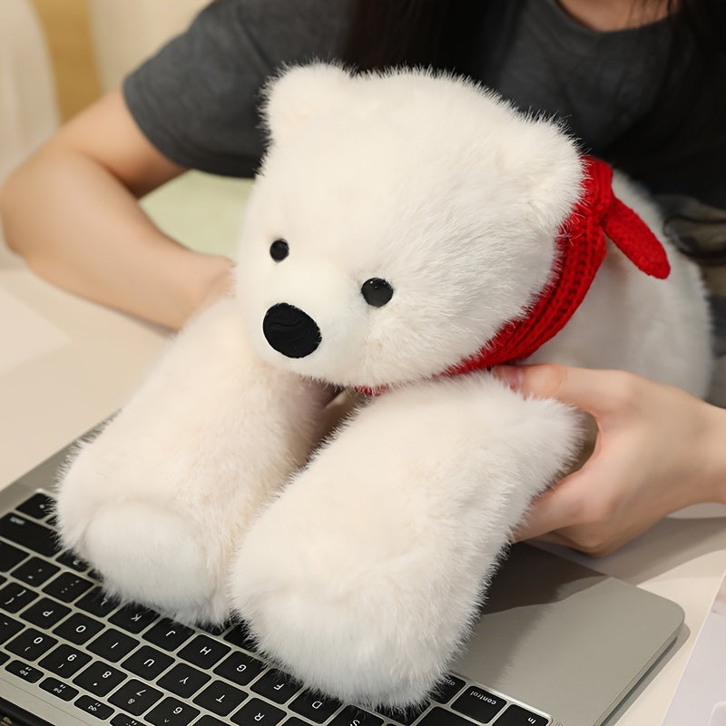 Polar Bear Plush Doll Soft Stuffed Animal with Red Scarf - Gift Home Decor