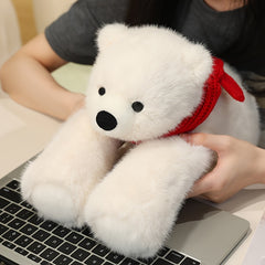 Polar Bear Plush Doll Soft Stuffed Animal with Red Scarf - Gift Home Decor