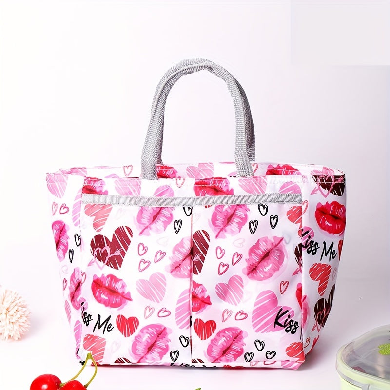 Large Capacity Printed Insulated Lunch Bag for Picnic