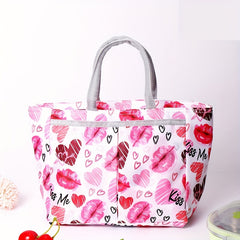 Large Capacity Printed Insulated Lunch Bag for Picnic