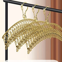 1pc Stainless Steel Golden Socks Rack 20 Clips Hanger