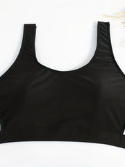 Sexy Bikini Set Women's Solid Cut Out Tank Top & Brief Two Piece