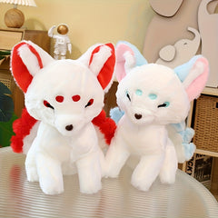 Realistic Sitting Fox Plush Toy Two Tone & Red Stuffed Animal