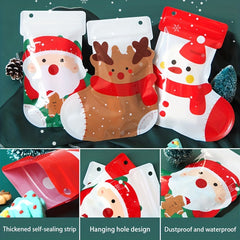 2pcs Christmas Stocking Gift Bags Ziplock Cartoon Cookie Candy Bags