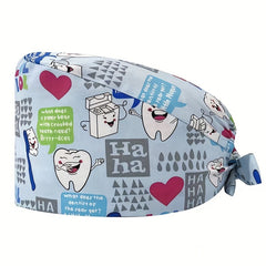 Cartoon Print Work Cap Adjustable Scrub Cap Unisex Working Hats