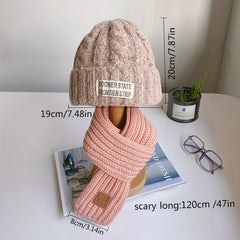 Baby Hat Scarf Set Thick Warm Knit Woolen Hat for Boys and Girls