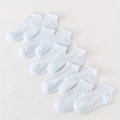 10 Pairs Solid Short Socks Soft & Lightweight All match Women's Stockings
