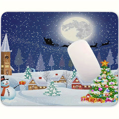 Christmas Mouse Pad Snowman Santa Claus Silhouette Rubber 20x24