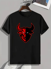 Evil Bull Print Men's Graphic T shirt for Summer