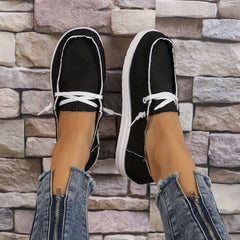 Women's Canvas Casual Lace Up Sneakers Lightweight Loafers