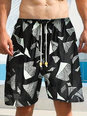 Stones Print Casual Drawstring Summer Pool Beach Shorts Men's Lounge Shorts