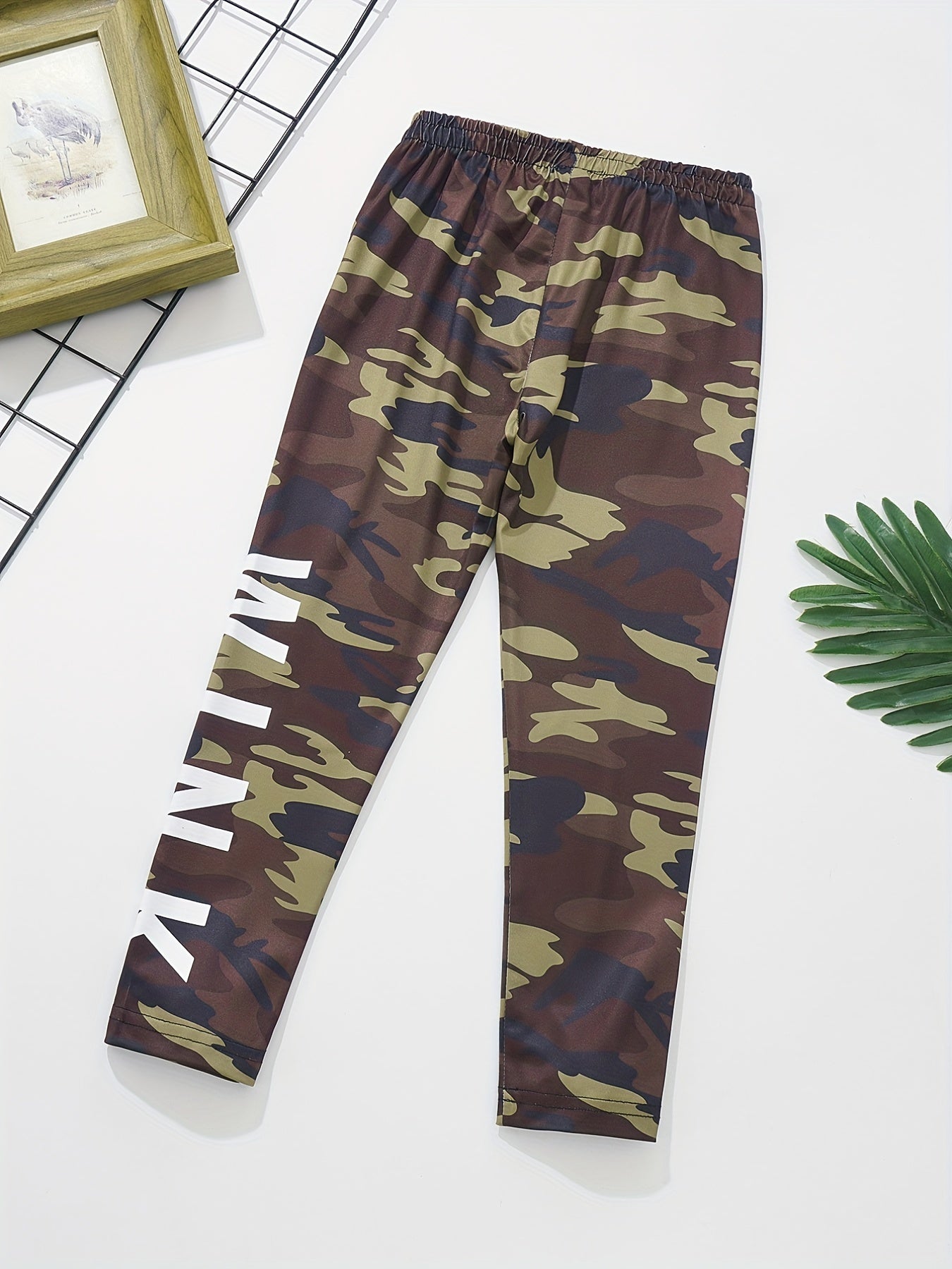 Girls High Waist Camo Leggings Underlayer Pants For Kids