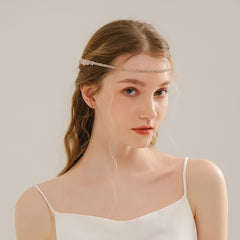 Boho Leaf Tassel Rhinestone Head Chain Crystal Headband Golden Jewelry Hair Acce