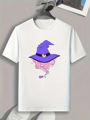 Witch Hat Print Men's Graphic T-shirt for Summer