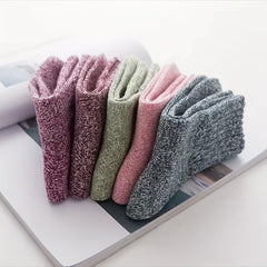 5 Pairs Winter Thick Warm Socks Women's Soft Cotton Casual Warm Socks
