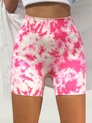 Tie Dye Yoga Shorts High Waist Fitness Running Workout Sports Shorts