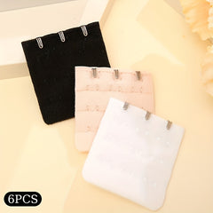 6pcs Solid Bra Extenders Elastic Bra Band Women's Lingerie Accessories
