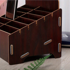 12 Grid Wooden Cell Phone Organizer Box, Classroom Desktop Storage