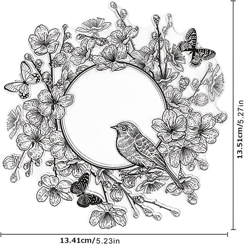 Butterfly & Bird Wreath Clear Stamps for Card Making Scrapbooking & Crafting