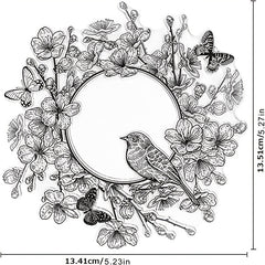 Butterfly & Bird Wreath Clear Stamps for Card Making Scrapbooking & Crafting