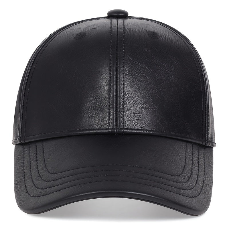 Men's Faux Leather Baseball Cap