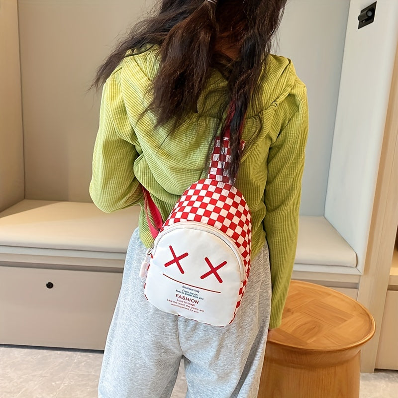 Plaid Kids Crossbody Bag Coin Purse Letter Chest Bag