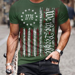 Flag Pattern Print Men's Short Sleeve T-shirt