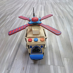 Wooden Music Helicopter Colorful Airplane Fighter Toy
