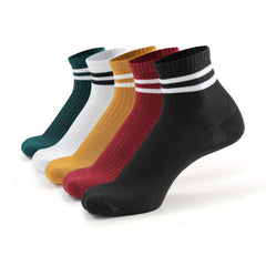 5 Pairs Girls Kids Casual Striped Sports Socks for Teenagers Children