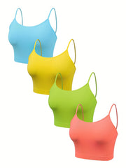 4-pack Sports Cami Tops Round Neck Sleeveless Women's Lingerie