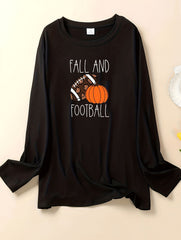 Women's Plus Pumpkin Print Long Sleeve Lounge Top