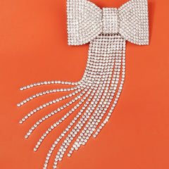 Long Tassel Hair Clip Women's Rhinestone Bow Hair Clip