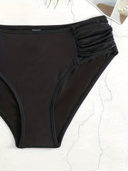 Ruched Stretchy Bikini Bottoms High Cut Swim Briefs